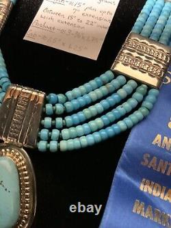 AWARD WINNING, 1st PLACE! Kewa Wayne Tony Aguilar Turquoise Necklace, 174.5g