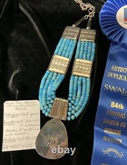 AWARD WINNING, 1st PLACE! Kewa Wayne Tony Aguilar Turquoise Necklace, 174.5g