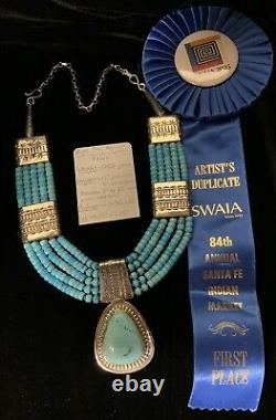 AWARD WINNING, 1st PLACE! Kewa Wayne Tony Aguilar Turquoise Necklace, 174.5g