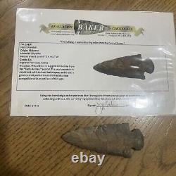 Alabama Early Archaic Dovetail Point with Baker COA Arrowheads