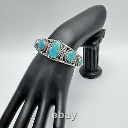 Alex Sanchez Navajo Sterling Silver Turquoise Cuff Bracelet Early Piece Vintage