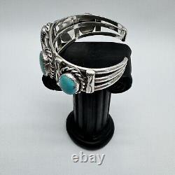 Alex Sanchez Navajo Sterling Silver Turquoise Cuff Bracelet Early Piece Vintage