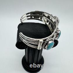 Alex Sanchez Navajo Sterling Silver Turquoise Cuff Bracelet Early Piece Vintage