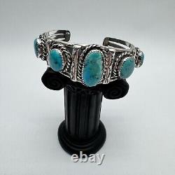 Alex Sanchez Navajo Sterling Silver Turquoise Cuff Bracelet Early Piece Vintage