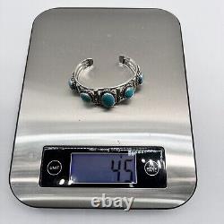 Alex Sanchez Navajo Sterling Silver Turquoise Cuff Bracelet Early Piece Vintage