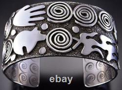 All Silver Bear & Navajo Life Cornstalk Dine' Bracelet by Alex Sanchez 1B08V