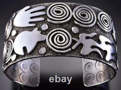 All Silver Bear & Navajo Life Cornstalk Dine' Bracelet by Alex Sanchez 1B08V