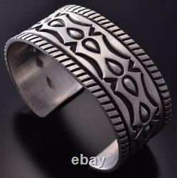 All Silver Concho Belt Navajo Handstamp Bracelet Erick Begay ZC27F