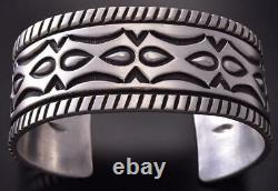 All Silver Concho Belt Navajo Handstamp Bracelet Erick Begay ZC27F