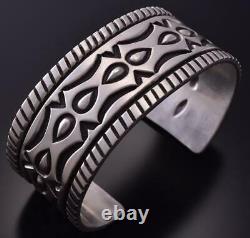 All Silver Concho Belt Navajo Handstamp Bracelet Erick Begay ZC27F