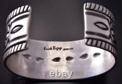 All Silver Concho Belt Navajo Handstamp Bracelet Erick Begay ZC27F