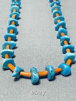 Amazing Early Authentic Vintage Santo Domingo Turquoise & Coral Necklace