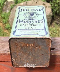 Amazing Early BRI-MAR SHAWMUT Varnishes Boston MA Native American Indian Tin Can