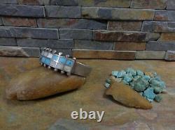 Amazing Early Ingot Navajo Turquoise Onyx Sterling Row Cuff C. G Wallace Pawn Era