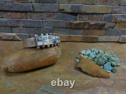 Amazing Early Ingot Navajo Turquoise Onyx Sterling Row Cuff C. G Wallace Pawn Era