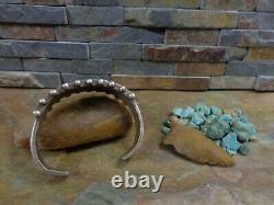 Amazing Early Ingot Navajo Turquoise Onyx Sterling Row Cuff C. G Wallace Pawn Era