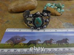 Amazing Early Navajo Cerrillos Turquoise Arrows Kachina Sterling Cuff Old Pawn