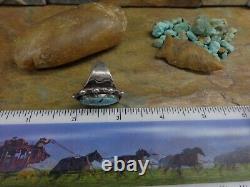 Amazing! Early Navajo Sterling Blue Turquoise Stamped Ring Native Old Pawn Era