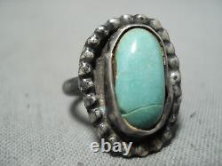 Amazing Early Vintage Navajo Cerrillos Turquoise Sterling Silver Ring
