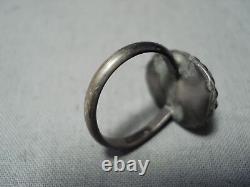 Amazing Early Vintage Navajo Light Blue Turquoise Sterling Silver Bead Ring Old