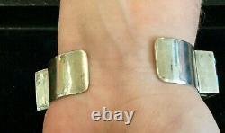 Amazing Intarsia Gemstone & Sterling Native American Jm Stamped Cuff Bracelet