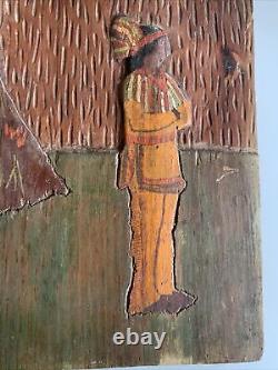 Amazing One Of A Kind Early Folk Art Hand Painted Native American Indian Tee Pee