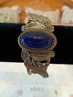 Amazing Vintage Navajo Lapis Sterling Silver Bracelet Plus Other Matching Pcs