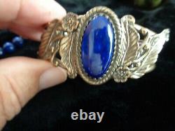 Amazing Vintage Navajo Lapis Sterling Silver Bracelet Plus Other Matching Pcs