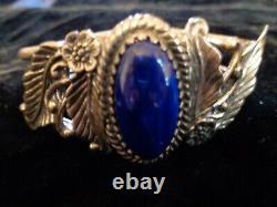 Amazing Vintage Navajo Lapis Sterling Silver Bracelet Plus Other Matching Pcs