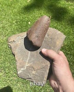 Ancient Authentic Claystone Bell Pestle And Hardstone Mortar From Mississippi