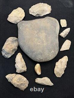 Ancient Authentic Flint And Stone Tool Kit Mortar Blades And More From NWAlabama