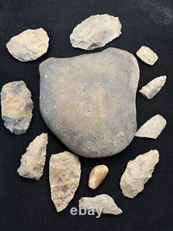 Ancient Authentic Flint And Stone Tool Kit Mortar Blades And More From NWAlabama