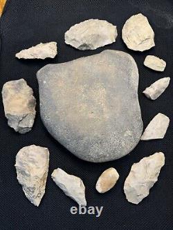 Ancient Authentic Flint And Stone Tool Kit Mortar Blades And More From NWAlabama