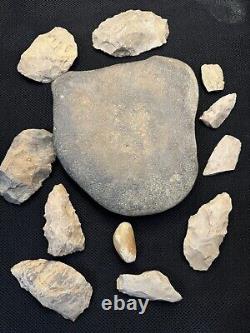 Ancient Authentic Flint And Stone Tool Kit Mortar Blades And More From NWAlabama