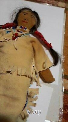 Antique 16 Doll Leather Beads Native American Indian early c. 19th c