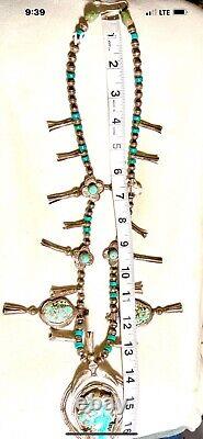 Antique 1800's Early 1900 Large Native American Squash Blossom Necklace RARE