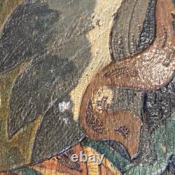 Antique 1900s Flemish Art Co Native American Indian Chief Pyrography Wall Plaque