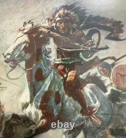 Antique 1902 Western Painting Signed C. M. Russell Indians Signed Lithograph