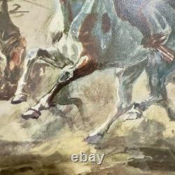 Antique 1902 Western Painting Signed C. M. Russell Indians Signed Lithograph