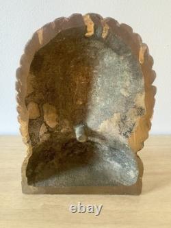 Antique Cast Iron Native American Chief Bookend Bronze Wash circa 1905. Heavy