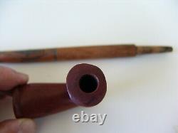 Antique Catlinite Pipe with Lead Inlay Stem-Early Pipe and Stem-3Q19th Century