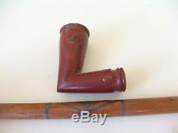 Antique Catlinite Pipe with Lead Inlay Stem-Early Pipe and Stem-3Q19th Century