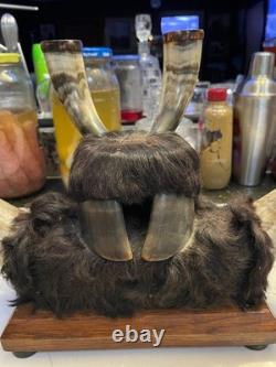 Antique Crow Native American Indian Split Buffalo Horn Bonnet early 19th Century