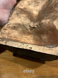 Antique Early 1900's Bronze Clad Native American Chief Bookends-Signed-Heavy