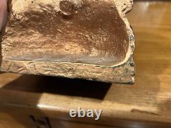 Antique Early 1900's Bronze Clad Native American Chief Bookends-Signed-Heavy