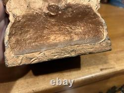 Antique Early 1900's Bronze Clad Native American Chief Bookends-Signed-Heavy