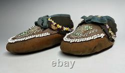 Antique Early 20th C. Native American Iroquois Children Child Moccasins Bead