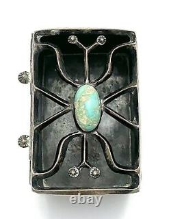 Antique Early-20th C. Native American Navajo Silver & Turquoise Ketoh Cover Box