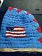 Antique Early American Beaded New Born Cap Hat With Usa Beaded Flag