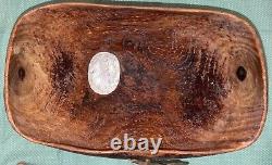 Antique Early American Folk Art Burl Wood Bowl Native Butter 12 W Paddle Rare